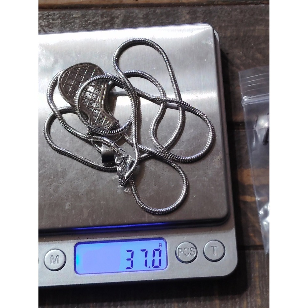 925 Sterling Silver Iced Out CZ Money Bag Pendant Snake Chain Necklace 28" 37g
